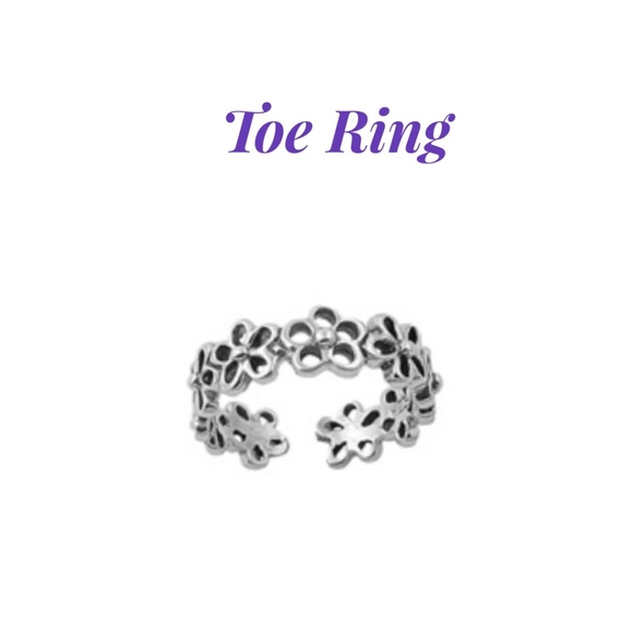 CaraGail'sCloset Jewelry - 925 Sterling Silver Plumeria Toe Ring Adjustable